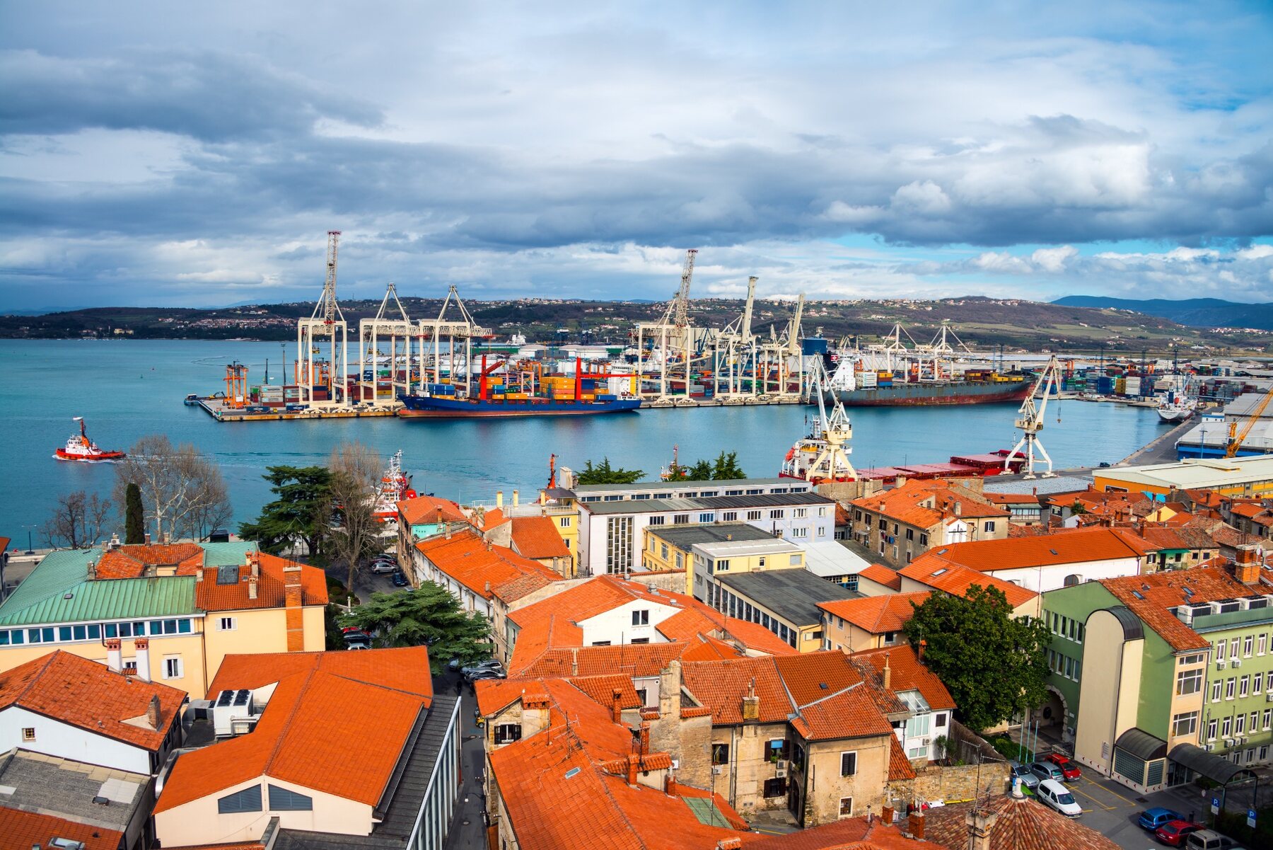 Container vessels and cranes at the Port of Koper