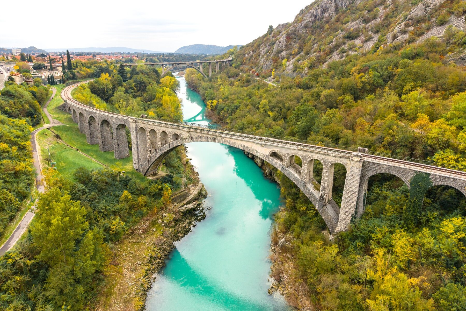 Solkan railway bridge over the Soča River